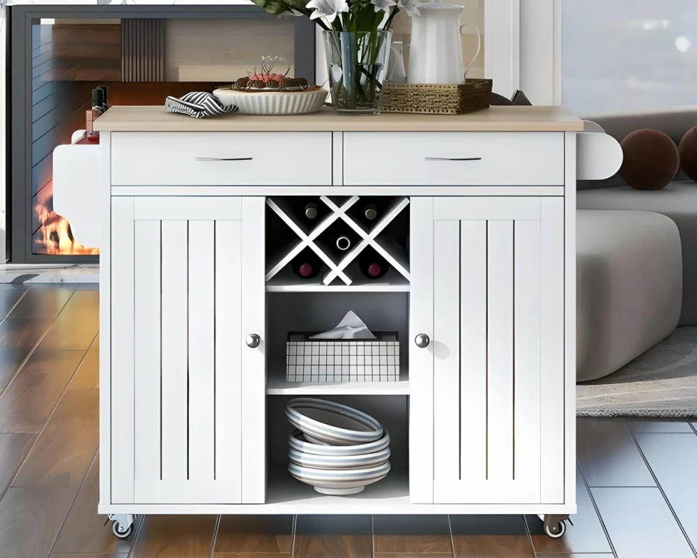 wooden kitchen island on wheels