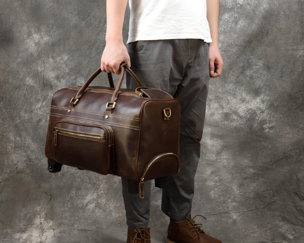 retro luggage with wheels